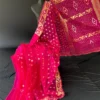 Magenta Jamdani Saree - Handwoven 84 Count Half-Silk