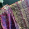 Magenta Purple Jamdani Saree: Handcrafted 84 Count Half-Silk