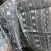 Oxford Gray Half-Silk Jamdani Saree: Handwoven 84 Count