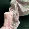 Baby Pink Half-Silk Jamdani Saree: Handwoven 84 Count