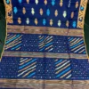 Royal Blue Half-Silk Jamdani Saree: Handwoven 80-Count