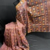 Cinnamon Brown Half-Silk Jamdani Saree: Handwoven 80 Count