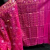 Magenta Half-Silk Jamdani Saree: Handcrafted 84 Count