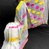 Unique White Jamdani Saree: Handwoven 84 Count Half-Silk