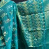 Sea Green Half-Silk Jamdani Saree: Handwoven 80 Count