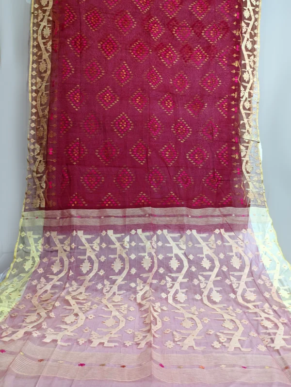 Raspberry Delight Jamdani Saree - JS-169