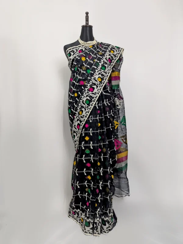 Black Sophistication Jamdani Saree - JS-172