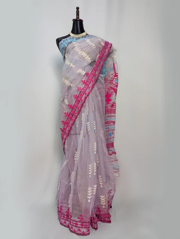 Lavender Bliss Jamdani Saree - JS-177