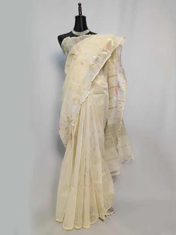 Luxe Beige Jamdani Saree - JS-179