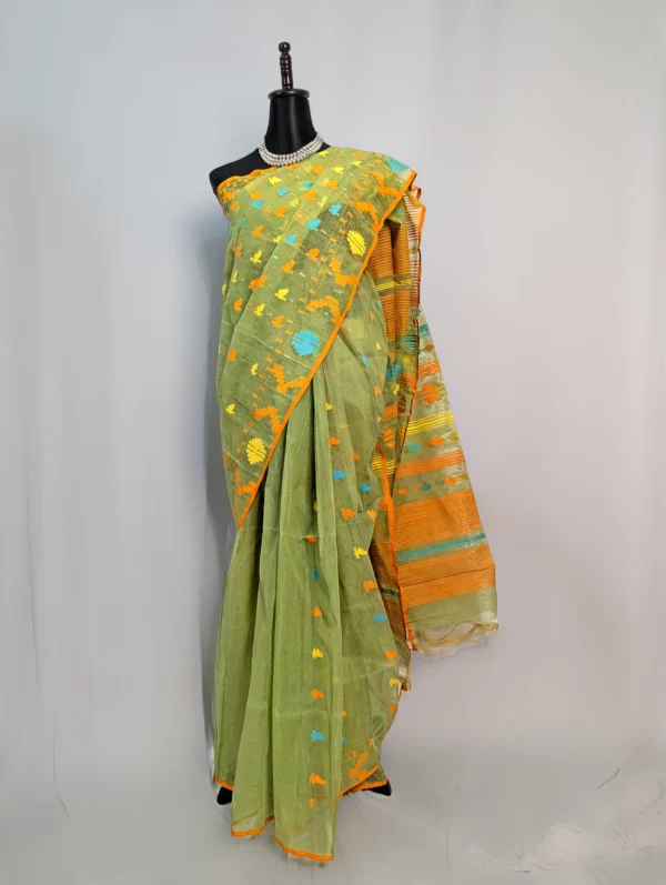 Olive Charm Jamdani Saree - JS-180