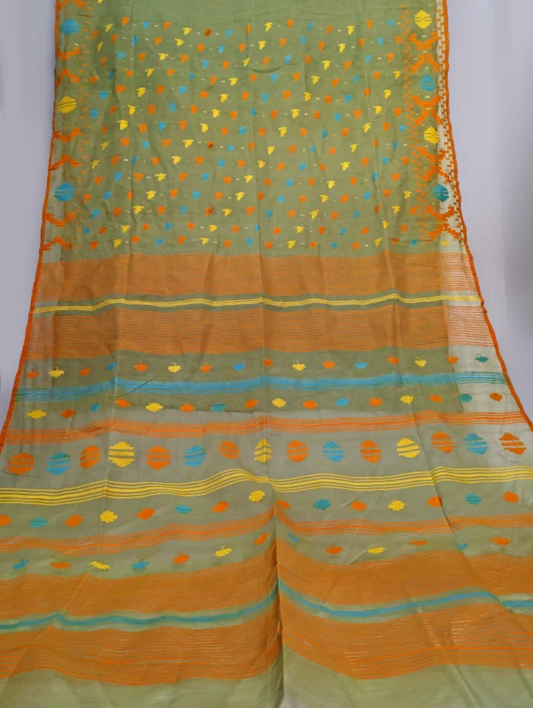 Olive Charm Jamdani Saree - JS-180