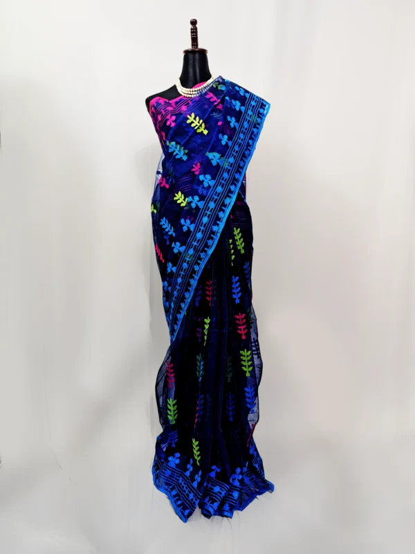 Royal Blue Radiance Jamdani Saree - JS-182