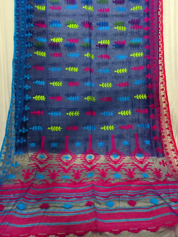 Royal Blue Radiance Jamdani Saree - JS-182